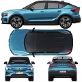 Blue Volvo SUV Front And Rear Displays 3d model