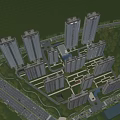 Aerial Planning of Modern Residential Complex with High Rise Buildings Greenery Roads and Central Facilities
