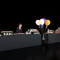 Commercial Catering Equipment with Service Counter Food Display Balloons Plants and Staff