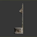 Decorative Lion Head Fountain with Arch Design Rustic Beige and Blue Basin Carved Details