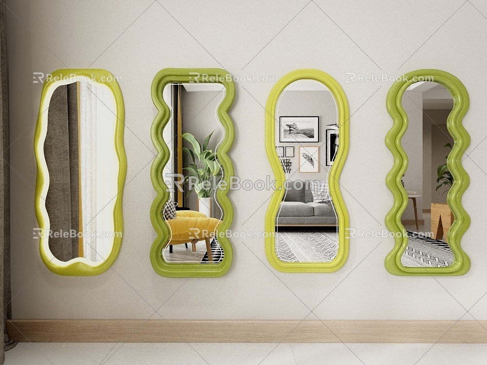 Irregular Mirror Decorative Mirror Floor Mirror Full-length Mirror Fitting Mirror Internet-red Mirror 3d model