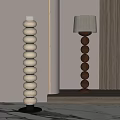 Modern Stylish Floor Lamp With White And Brown Round Stacked Design And Lampshade In Interior
