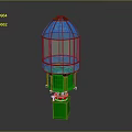 Green Base Lighthouse Structure With Metallic Mesh Top And Transparent Panel