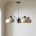 Modern Pendant Light with Cream White Shades and Metallic Frame Design