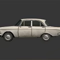 White Vintage Classic Sedan Car With Retro Design And Smooth Exterior