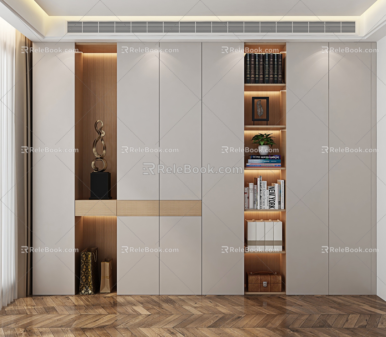 modern bookcase open bookcase 3d model