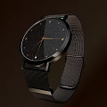Sleek Modern Wristwatch With Black Starry Dial And Metal Mesh Strap