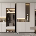 Modern Luxury White Shoe Cabinet with Clothing Hanging Area and Display Shelf Minimalist Design