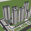 Modern High Rise Residential Complex Planning With Symmetrical Design Green Spaces And Roadways