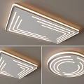 Modern Ceiling Lights With Square And Round Shapes And LED Strip Design 3d model