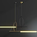 Modern Gold Black Metal Chandelier With Geometric Frame Bar Light And Drop Shaped Bulbs