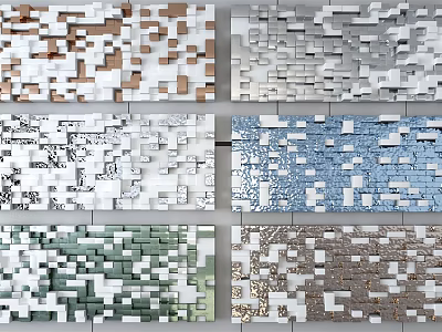 Decorative Multicolor Geometric Square 3D Textured Wall Decor With Various Modern Designs 3d model