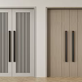 Modern Double Doors Design With Vertical Stripes And Light Wooden Panels In Interior