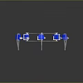 Blue And White Mechanical Components Arranged Radially With Shiny Reflective Surfaces