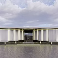 Modern Entrance Gate Design With Illuminated Lights Sleek Facade And Paved Ground