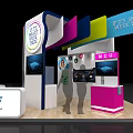 Colorful ST Electronics Exhibition Booth With Future World Sign And Smart Screens