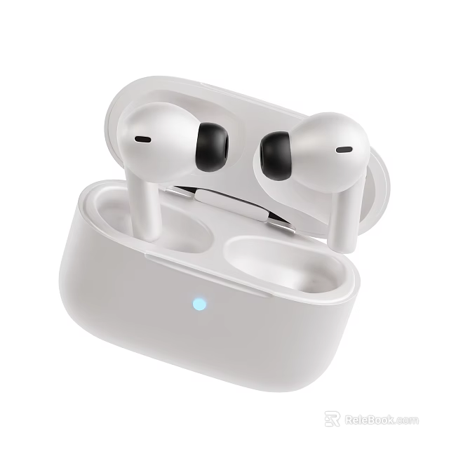 White Wireless Earbuds With Charging Case And In Ear Design LED Indicator 3d model 