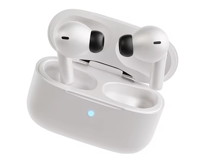 White Wireless Earbuds With Charging Case And In Ear Design LED Indicator 3d model