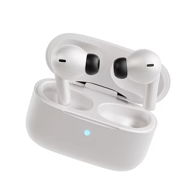 White Wireless Earbuds With Charging Case And In Ear Design LED Indicator 3d model