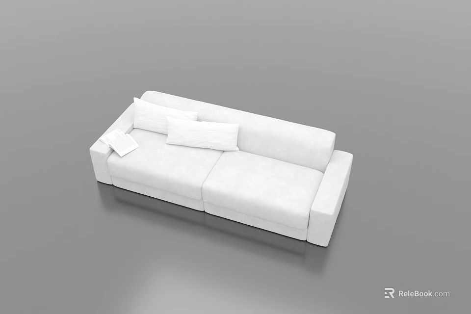 Modern White Two Seater Sofa With Soft Cushions And Minimalist Design 3d model