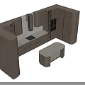 Modern Kitchen Interior With Wooden Tone Cabinets And Integrated Central Counter Design