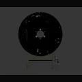 Black Rubber Tire Placed On Green Metal Stand Against Gray Background