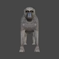 Lifelike 3D Baboon Model Standing With Realistic Fur In Natural Background