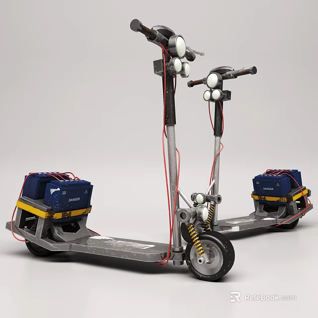 Modern Electric Motorcycle With Battery Pack Headlights And Suspension Spring 3d model