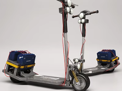 Modern Electric Motorcycle With Battery Pack Headlights And Suspension Spring 3d model