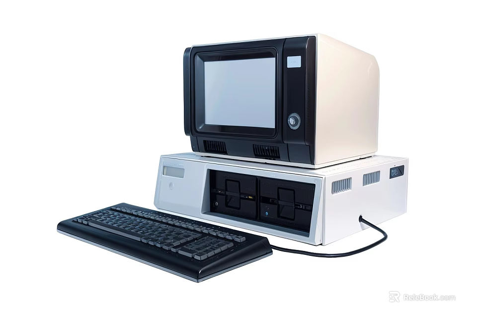 Vintage Office Desktop Computer Featuring Monitor Keyboard And Classic Design 3d model 