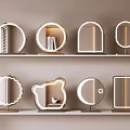 Modern Decorative Mirrors With Various Shapes LED Lights On Display Shelf 3d model