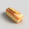 Three Golden Brown Long Bread Loaves With Toasted Crust On Grey Background 3d model