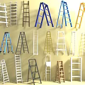 Hardware Tools Collection of Various Ladders in Different Colors and Styles