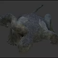 Furry Mythical Creature Design With Green Skin And Two Standing Perspectives