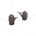Vintage Metal Oil Cans With Rustic Design And Retro Handles On White Background