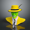 Green Skinned Character In Yellow Suit With Feather Hat And Black Skull Tie Bust Sculpture