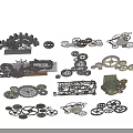 Vintage Gear Garden Ornaments With Various Sizes And Stylish Mechanical Decorative Pieces