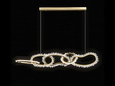 Luxury Modern Hanging Chandelier with Geometric Rings and Crystal Accents 3d model