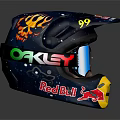 Red Bull Motocross Helmet Featuring 99 Number Sky Logo And Blue Visor Design