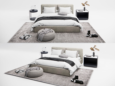 Modern Double Bed 3d model