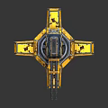 Multi Barrel Turret With Yellow Black Mechanical Design And Industrial Base Platform