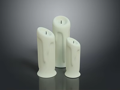 Modern Minimalist Decorative Ornament Set of Three White Candle Shaped Pieces for Home Decor 3d model