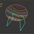 Elegant Golden Wire Chair With Circular Backrest And Three Legs Modern Design