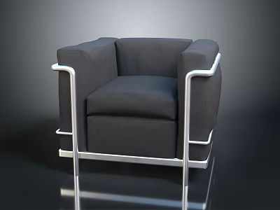 Modern Gray Accent Chair with Metal Frame and Comfortable Cushion Design 3d model