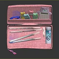Cute Pink Pencil Case with Pens Calculator and Adorable Cartoon Decorations for School Supplies