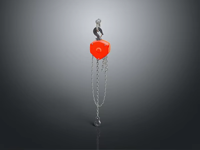 Industrial Red Functional Vehicle With Hoist Chain And Lifting Equipment 3d model