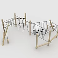 Wooden Kids Climbing Playground Structure With Ropes And Climbing Elements