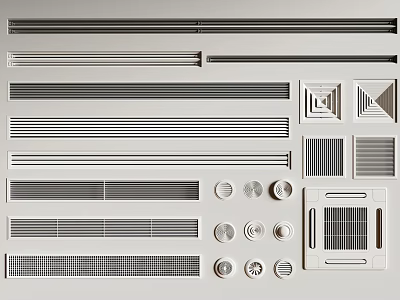 Different Types Of Modern Air Conditioner Vents For Home Interiors 3d model