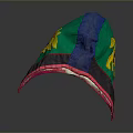 Colorful Cloth Hat With Green Blue Fabric Yellow Animal Pattern And Pink Edge Trim