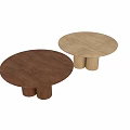 Modern Solid Wood Dining Table with Round Top and Cylindrical Legs Design 3d model
